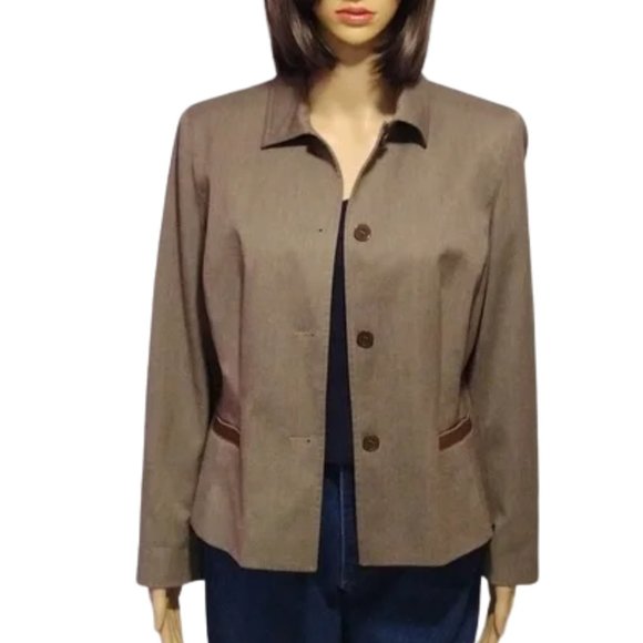 Ann Taylor Loft Jacket Light Brown Faux Leather Trim Size 10P NWT - Picture 1 of 7
